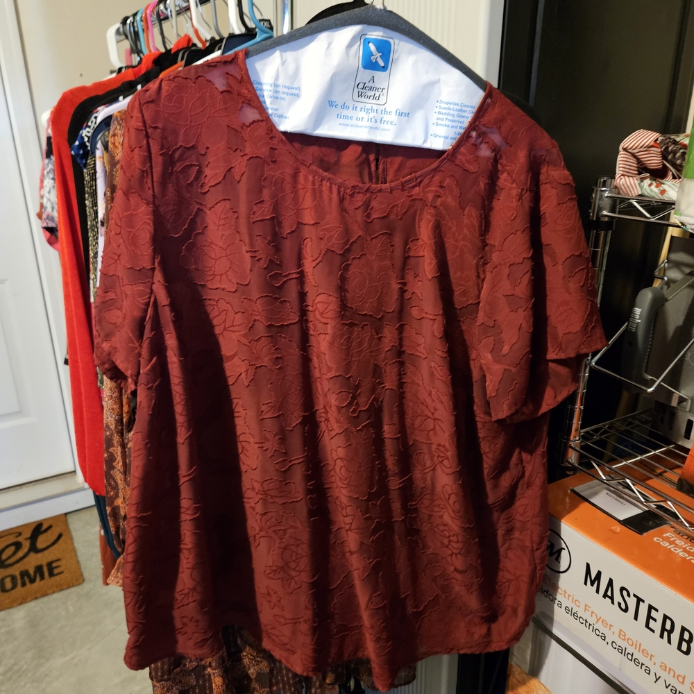 Torrid Deep Red Floral Lace Blouse
